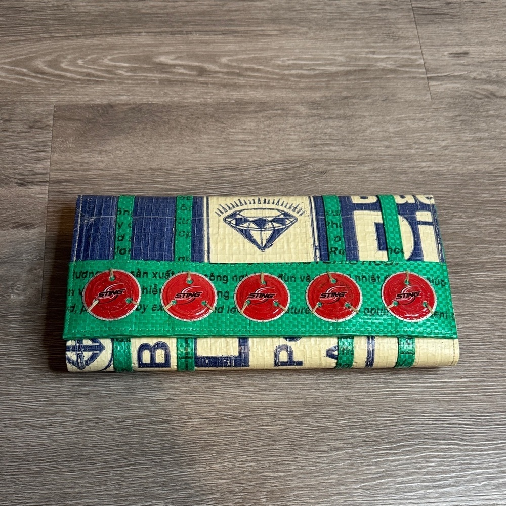 Colorful Fair Trade Soda Pop Diamond Recycled Clutch with Vintage Bottle Tops